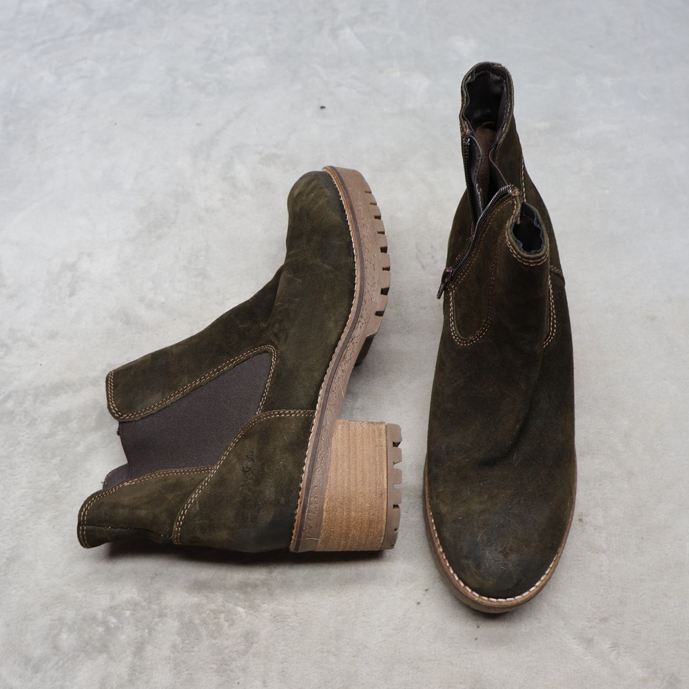 Bos & Co Womens 10.5 EU41 Mercy Boots Brown Suede‎ Side Zip Moto Ankle Heeled